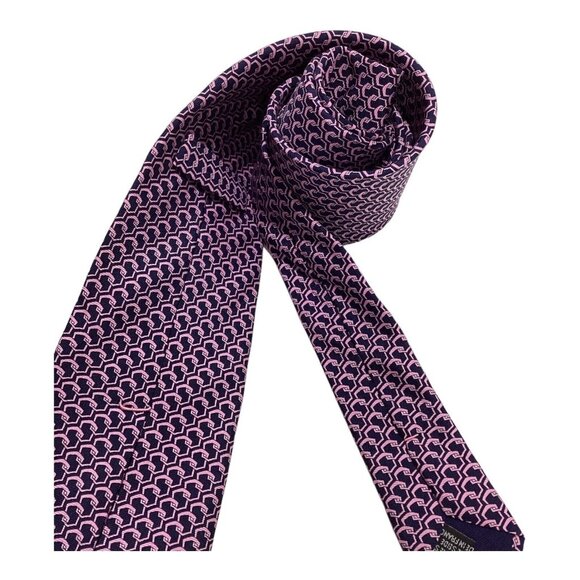 PATEK PHILIPPE Blue Pink Geometric Luxury Designer Silk Tie France W: 3.2" EX CD - Picture 3 of 7